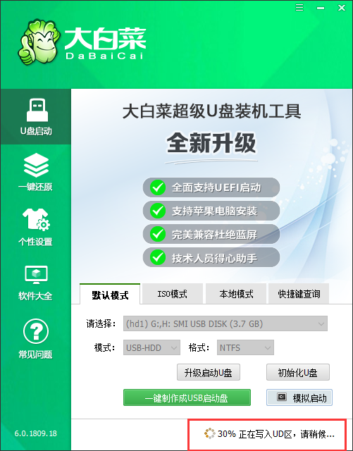 寫(xiě)入大白菜相關(guān)數(shù)據(jù)